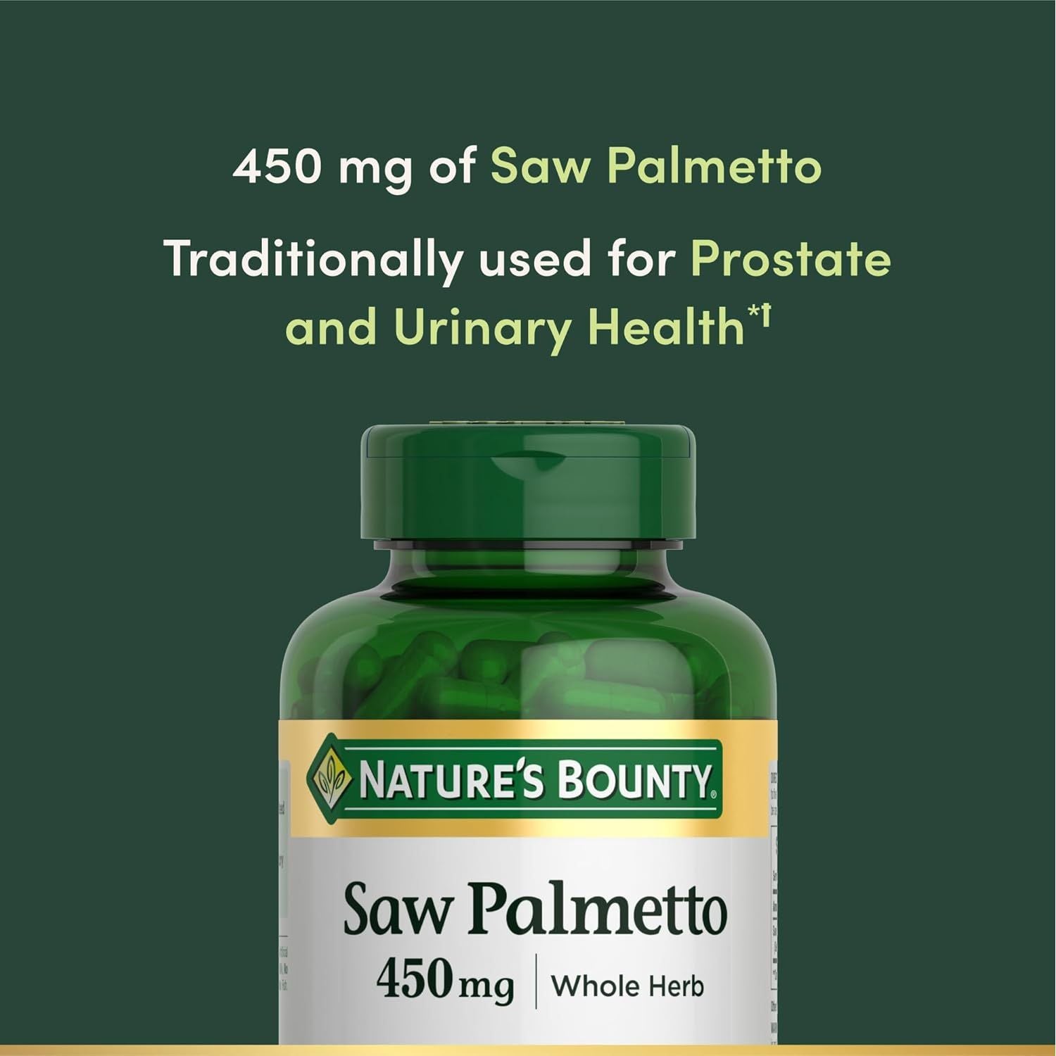 Buy now Nature's Bounty Saw Palmetto Support for Prostate and Urinary Health, Herbal Health Supplement, 450mg, 250 Capsules at indiglob india
