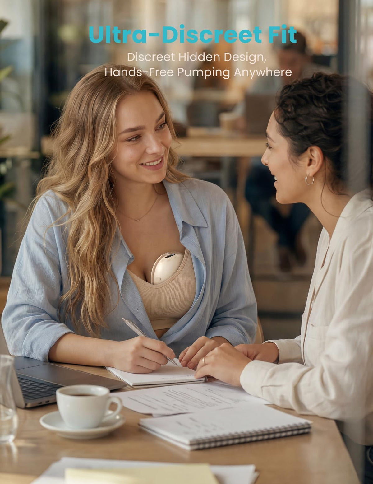 Paruu P16 Pro Wearable Breast Pump, Hands-Free Electric Breast Pump with 160min Battery & Night Light, 4 Modes & 12 Levels, 309mmHg Suction, 24mm Flange, Storage Bag & Dust Cover, 2 Pack (Champagne)