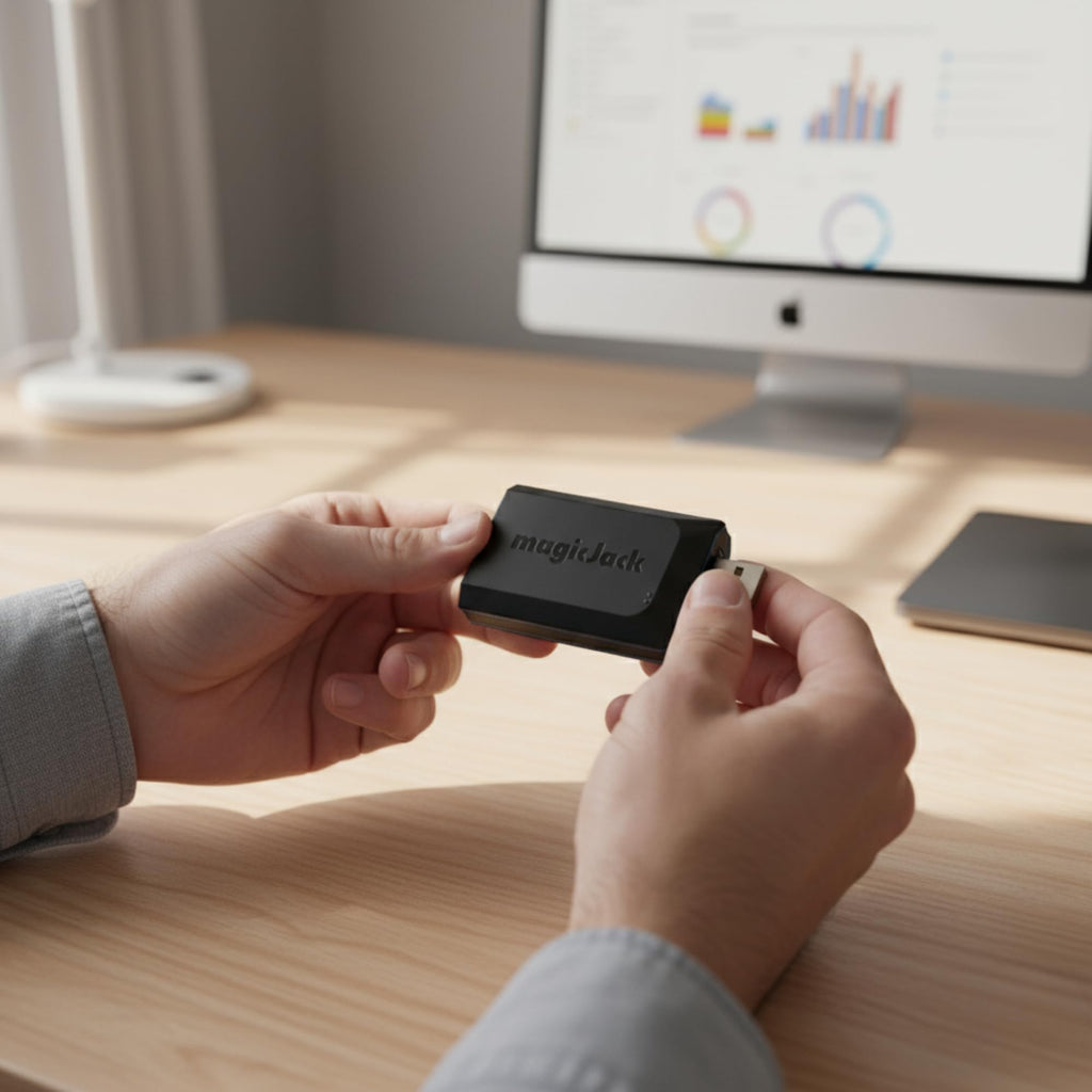 Buy now magicJack VOIP Phone Adapter - Unlimited Calls to US & Canada, No Monthly Bill, Portable Internet Phone with App, magicIN™ & magicOUT™ Service at indiglob india