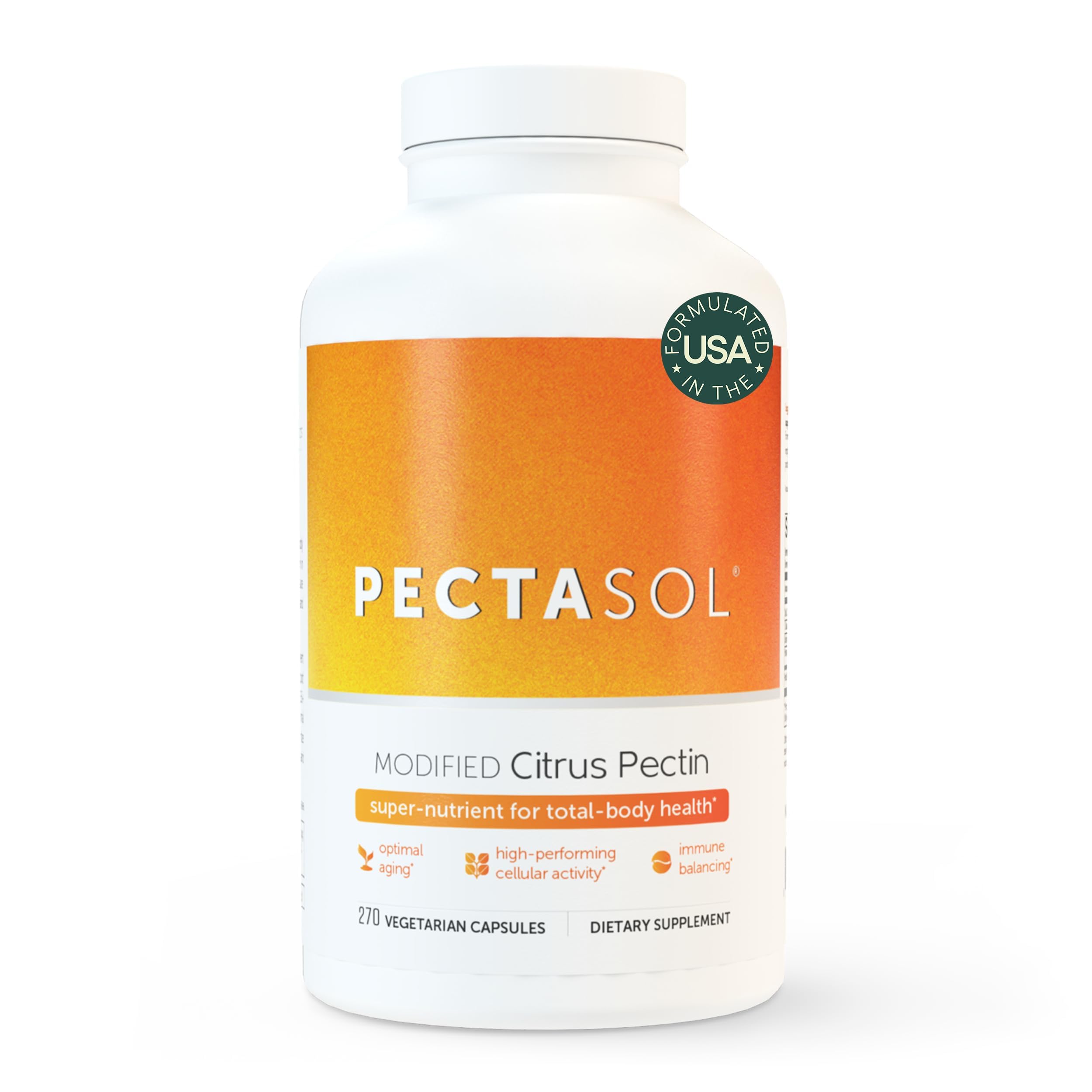 PectaSol Modified Citrus Pectin – 90 Capsules – Total-Body Health Supplement to Support the Heart, Immune System, Inflammation Response & Healthy Aging + Maintain Healthy Galectin-3 Levels