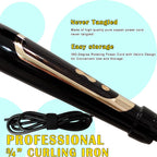 abp 3/4 Inch Extra Long Barrel Curling Iron with Clamp Instant Heat to 450F | Ceramic Coating with LCD Display, 0.75 Inch Hair Style Tools for Short/Medium Hair, Designed for Women & Girls