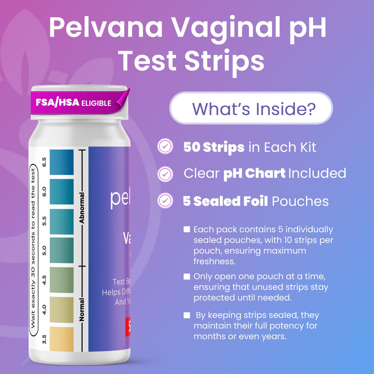 Pelvana (50) Vaginal pH + (50) UTI Tests Combo Kit - Test Before You Treat