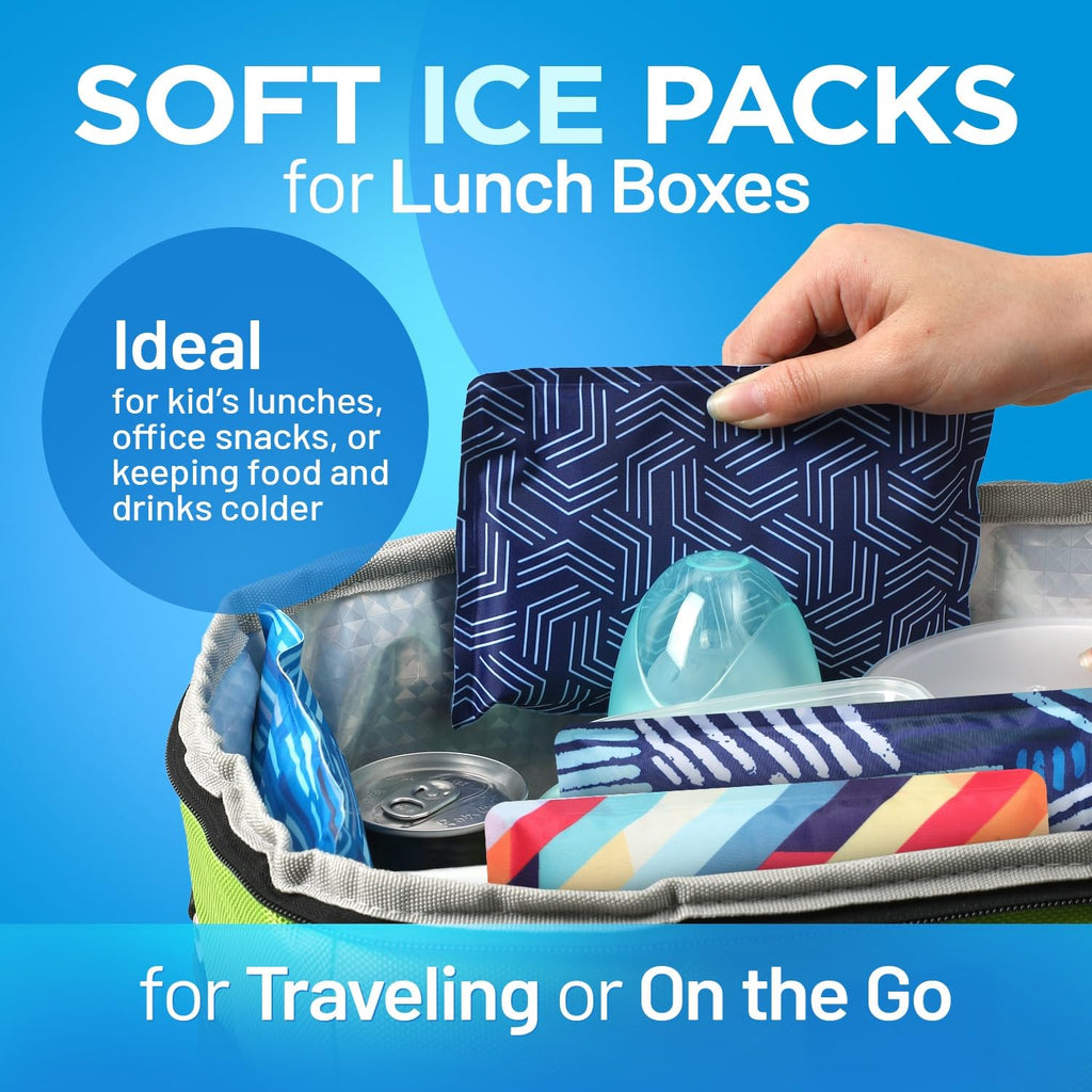 Reusable Ice Packs for Lunch Box and Coolers, Soft Flexible BPA Free 4 Pack