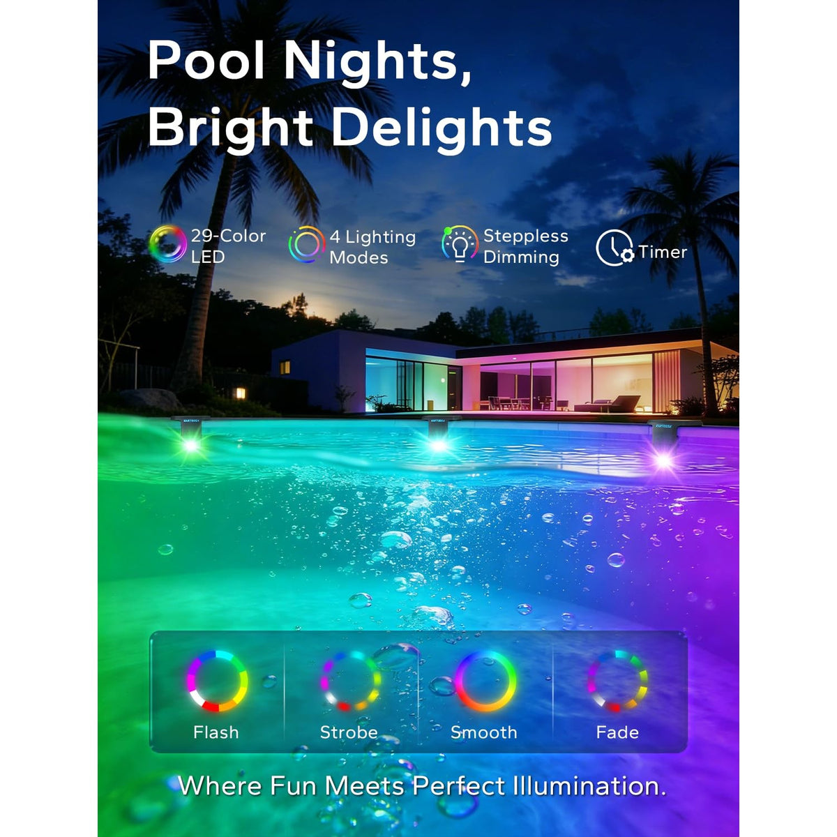 KARTOOSH Solar Pool Lights for Inground Pool Wireless Underwater LED Light