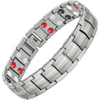 Buy now Feraco Mens Magnetic Bracelet Titanium Steel Magnetic Bracelet with Double Row 4 Elements Magnets (Silver) Silver at indiglob india