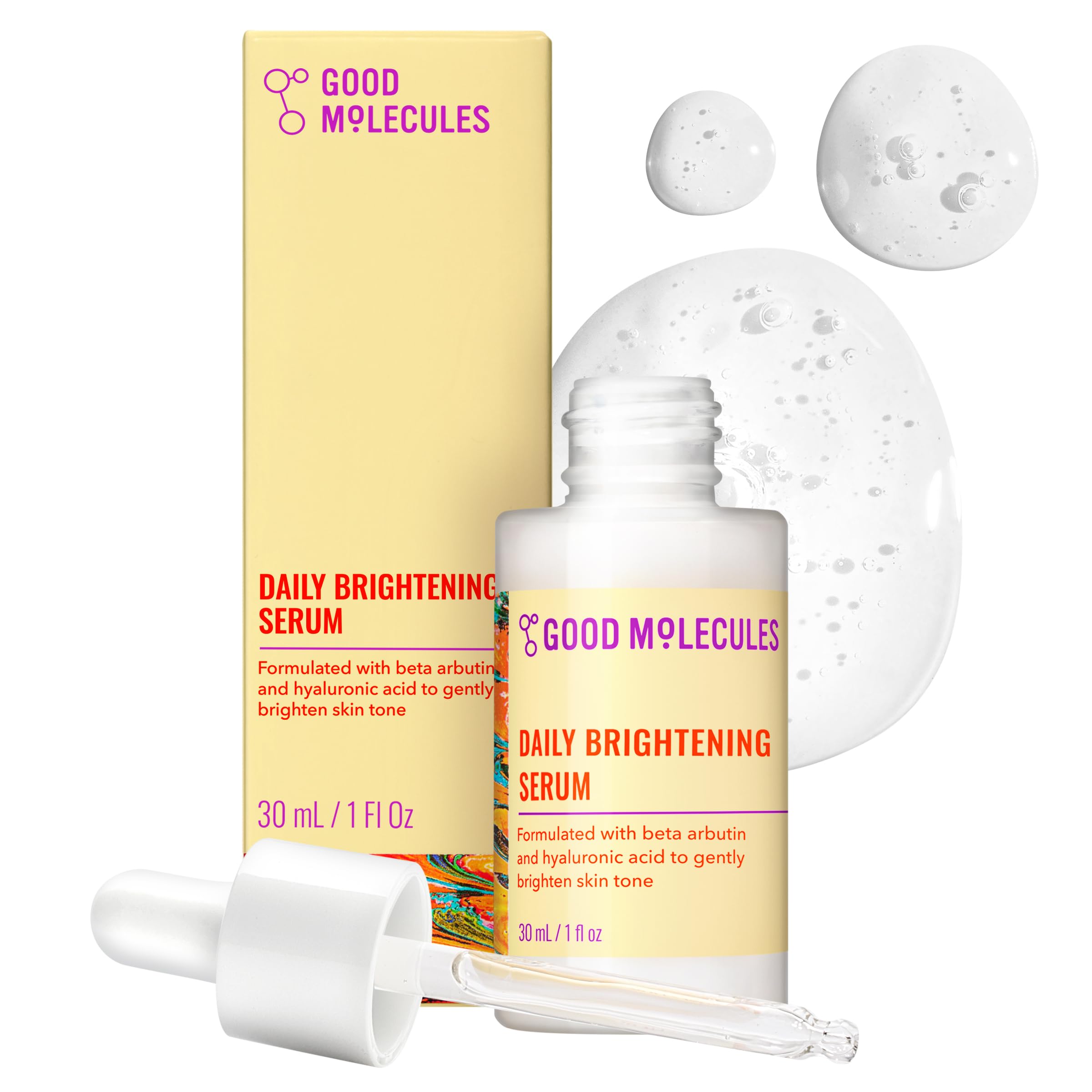 Good Molecules Daily Brightening Serum with Beta Arbutin, Pack of 2 | Gently brightens the look of skin tone with beta arbutin and hyaluronic acid. Lightweight, gentle, and layers well.