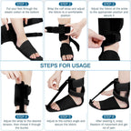 KTSAY Upgrade Plantar Fasciitis Night Splint & Relief Brace with Adjustable Straps - Support for Achilles Tendonitis, Heel Spur Pain, Day & Night Use (1, Black)