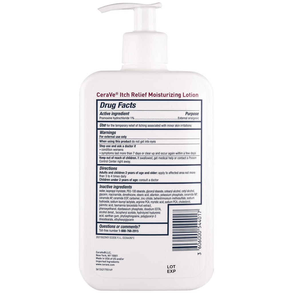 CeraVe Anti Itch Lotion, Hyaluronic Acid Body Moisturizer for Dry Skin,16oz | Fast-Acting Skin Care Formula with Niacinamide & Hydrochloride, Acts As A Soothing Anti Itch Cream For Sunburn Relief