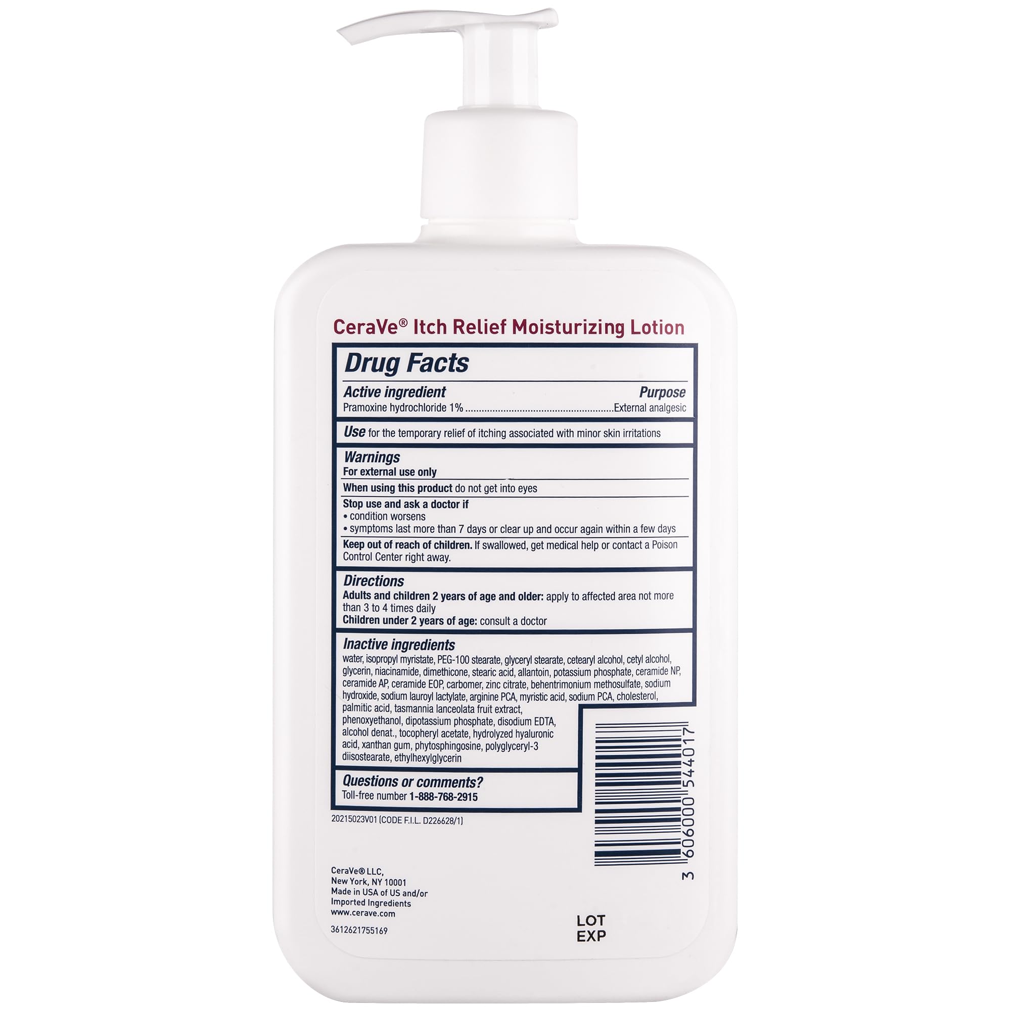 CeraVe Anti Itch Lotion, Hyaluronic Acid Body Moisturizer for Dry Skin,16oz | Fast-Acting Skin Care Formula with Niacinamide & Hydrochloride, Acts As A Soothing Anti Itch Cream For Sunburn Relief
