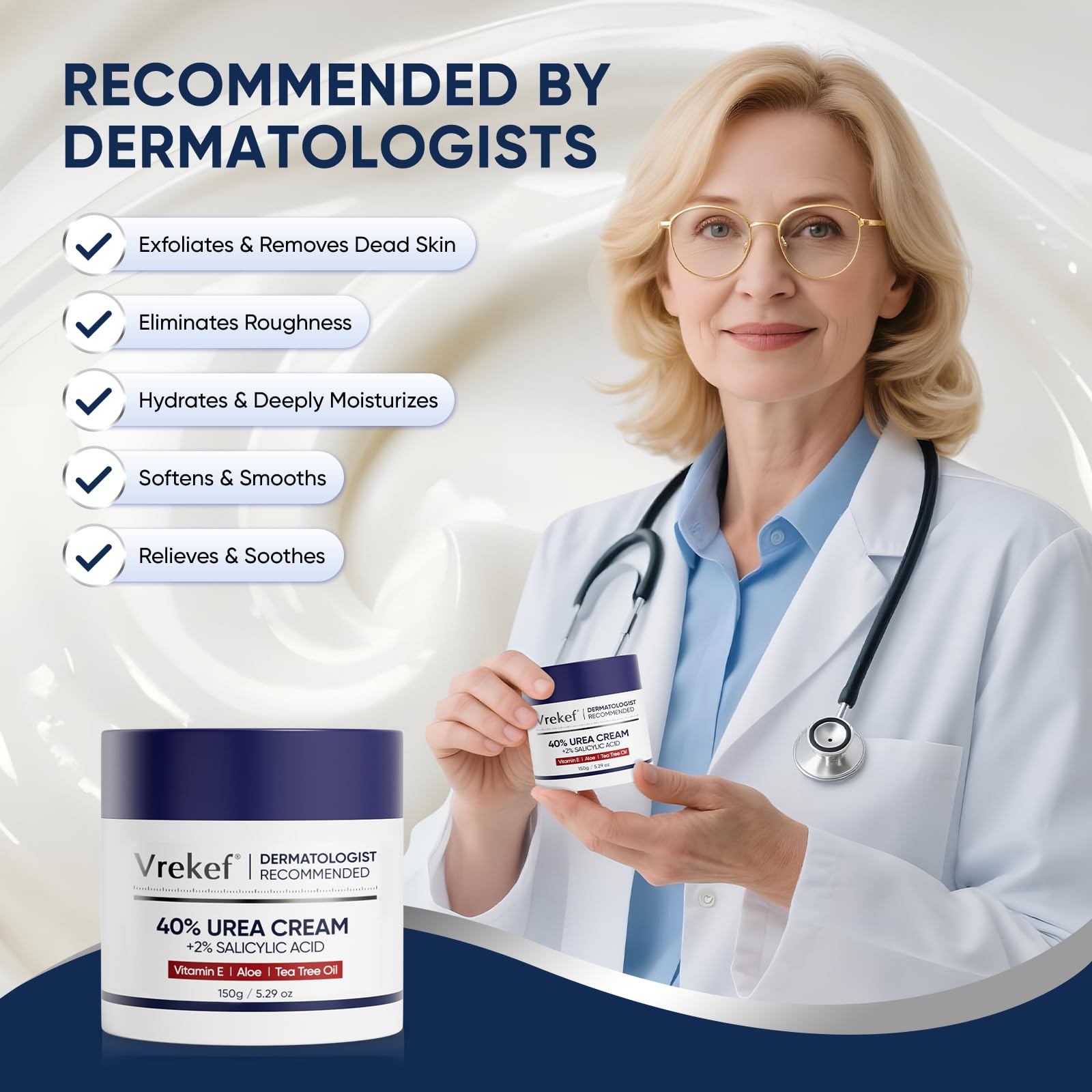 Urea Cream 40 Percent with 2 Percent Salicylic Acid, Foot & Hand Cream for Dry Cracked Heels, Callus Softener for Feet, Exfoliating Foot Cream for Rough Thick Skin, 5.29 oz