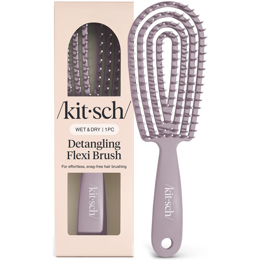 Kitsch Flexi Flow Detangler Brush, Hair Brushes For Women - Haze Blue | Brush Detangler for Women, Men & Kids, Curly Hair Brush w/ Bendable Frame, Bounce Curl Defining Brush for Wet or Dry Strands