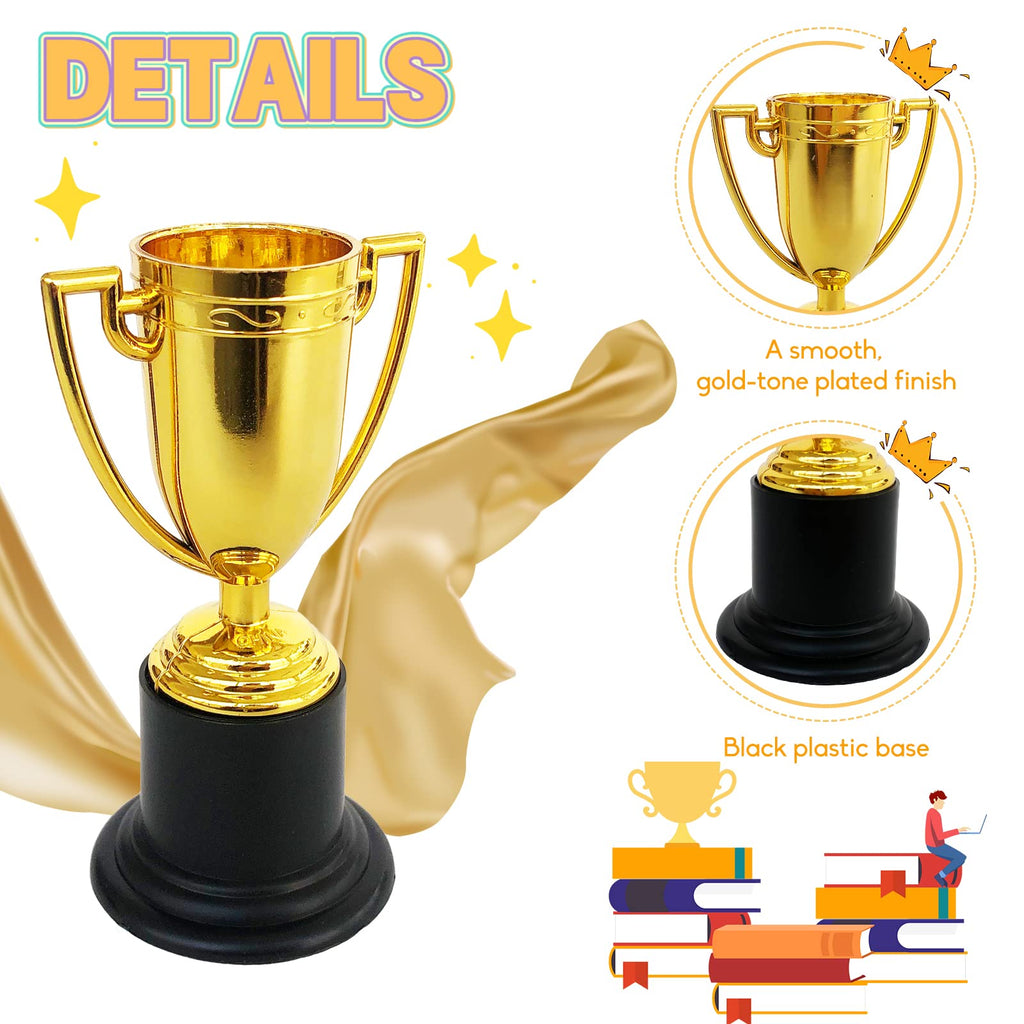 24 Pack Mini Trophies for Kids Awards,Plastic Gold Award Trophy Cups,Golden Award Trophy Cups Set,Gold Participation Trophys Cup for Party Favors,Rewards,Props,Sports,Competitions(4 in)