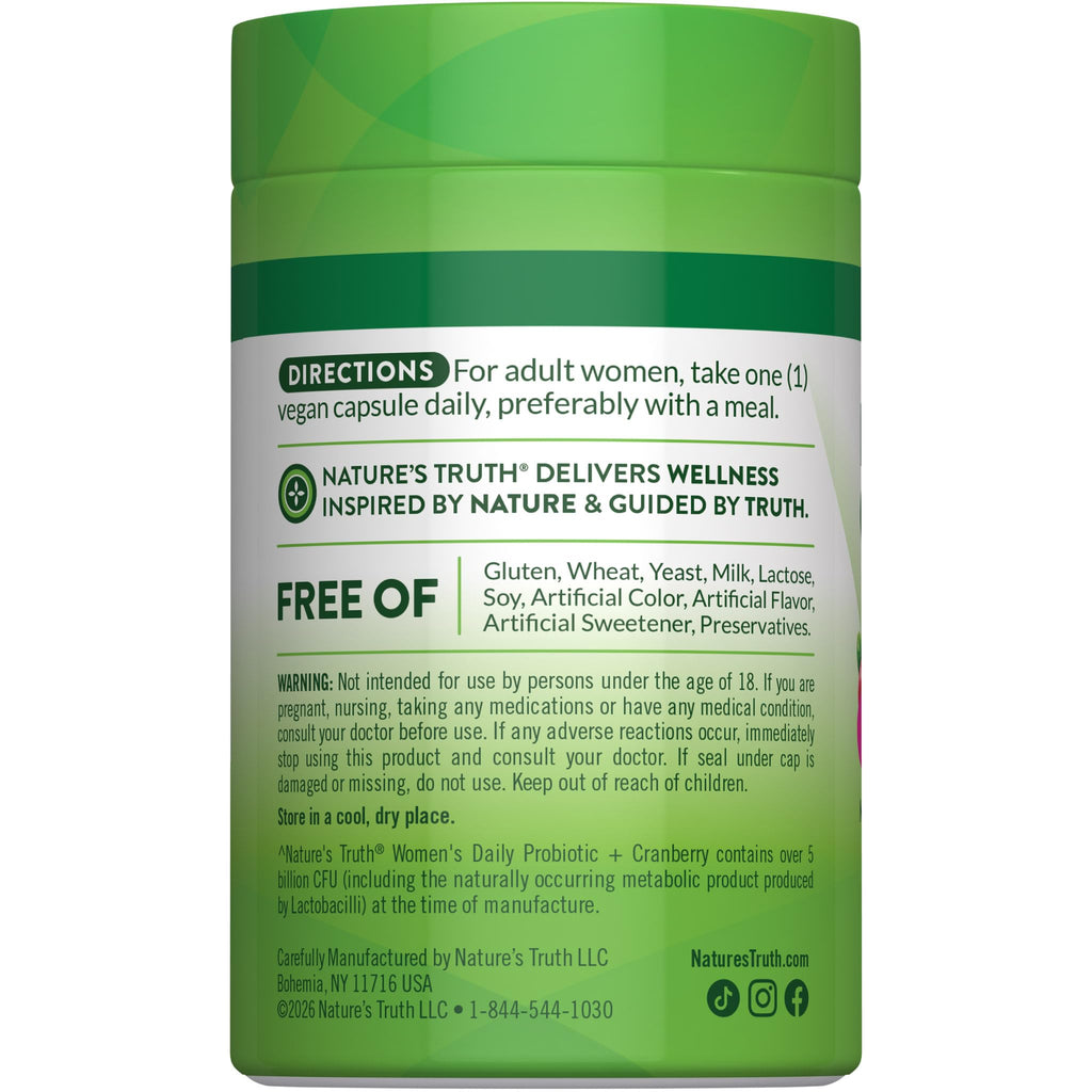 Nature's Truth Probiotics for Women | 5 Billion CFUs Daily