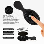 RHOS Folding Brush with mirror featuring flexible bristles and air vent holes for easy detangling. Verified by CuratCart.