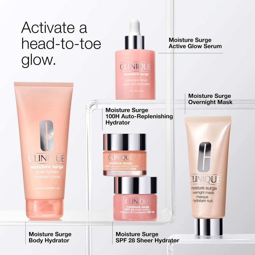 Clinique Moisture Surge Broad Spectrum SPF 28 Sheer Hydrator Face Moisturizer With SPF, Hyaluronic Acid, Aloe Bioferment + Provitamin D | Hydrating + Sun Protection
