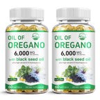 Nature's live Oil of Oregano with Black Seed Oil | 2 in 1 Oregano Supplement for Immune Health, Retains High Concentrated Carvacrol & Thymoquinone, 60 Softgels, 2 Pack