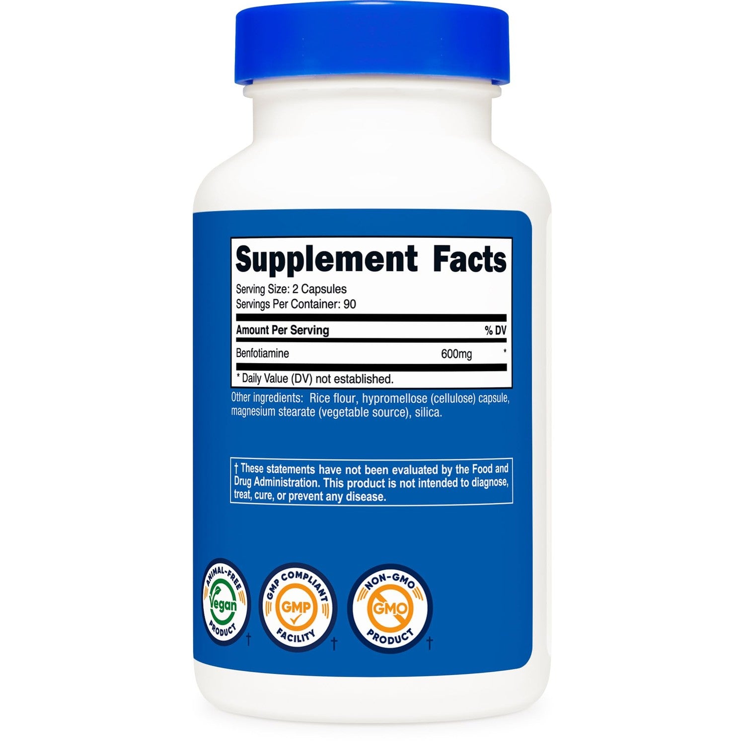 Nutricost Benfotiamine (600mg) 180 Capsules, Fat Soluble Vitamin B1 | Gluten Free, GMO-Free, Vegan, 90 Servings