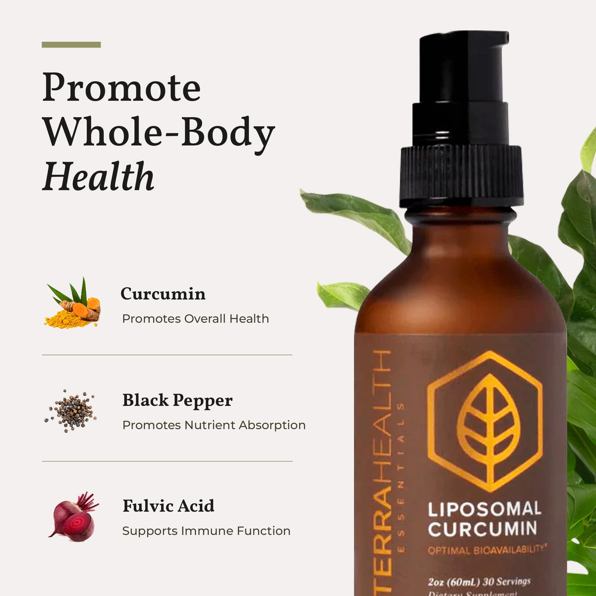 Terra Health Essentials Liposomal Curcumin Liquid Supplement, 2 fl oz