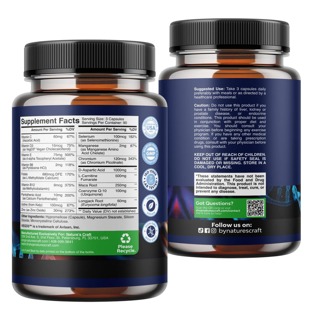 Pre Conception Male Fertility Supplement - Semen Volume Booster with CoQ10, Maca Root, Methyl Folate & D-Aspartic Acid - Mens Fertility Supplement for Sperm Motility - Conception for Him - 270 Count