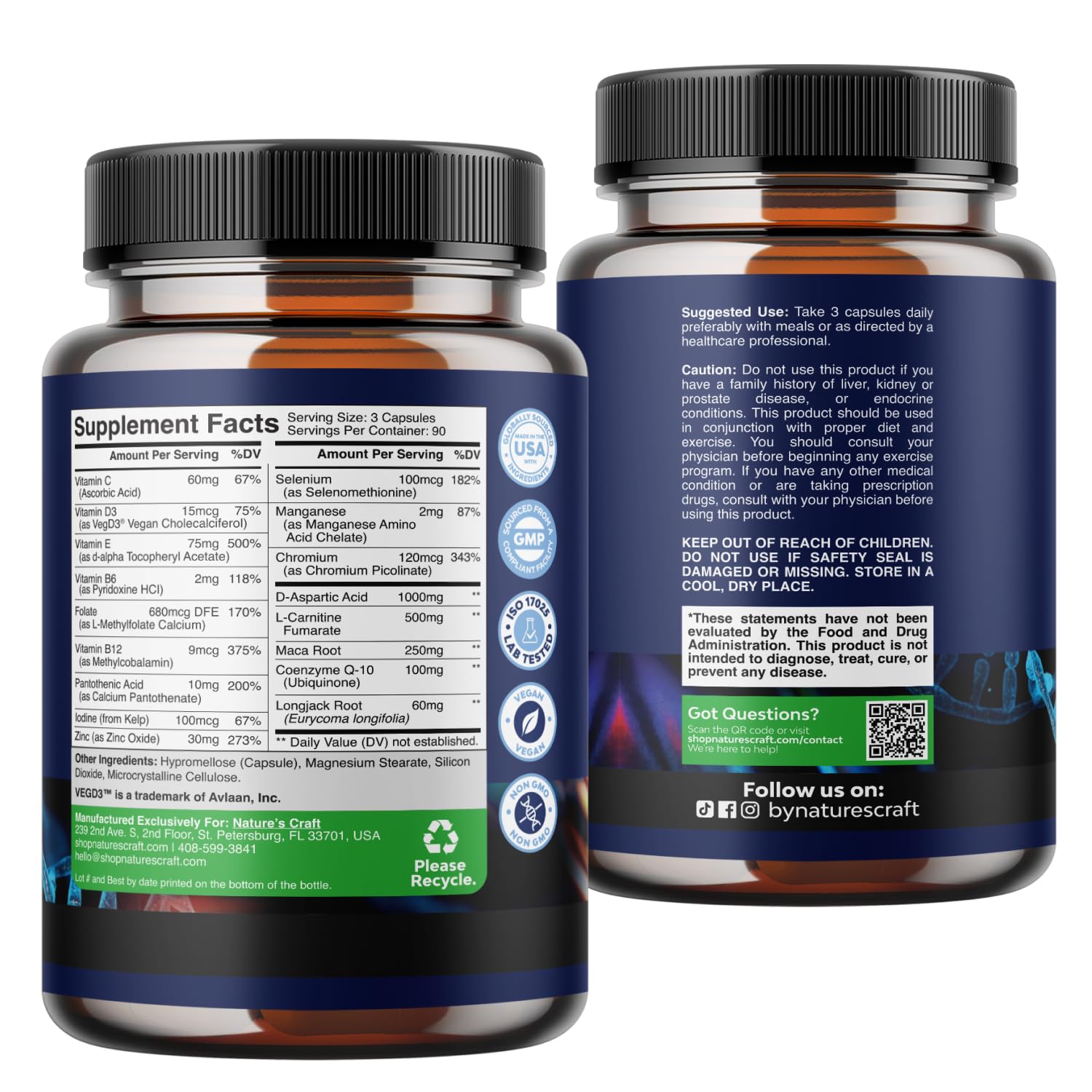 Pre Conception Male Fertility Supplement - Semen Volume Booster with CoQ10, Maca Root, Methyl Folate & D-Aspartic Acid - Mens Fertility Supplement for Sperm Motility - Conception for Him - 270 Count