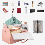 Buy now Ytonet Garment Duffle Bags for Travel, Convertible Carry On Garment Bag for Women, Large PU Leather Foldable Travel Bag with Shoe Pouch, 2 in 1 Hanging Suitcase Dress Suit Travel Bags, Pink at indiglob india