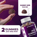 Vitamatic Iron 65 mg with Vitamin C - 60 Vegan Gummies - 3 Pack | 65 mg Iron Per Serving, Natural Grape Flavor, Plant Based, Gluten Free, Non-GMO, Made in USA