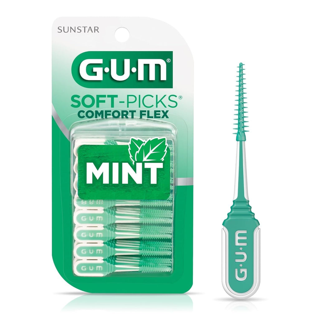 Buy now GUM Soft-Picks Comfort Flex, Easy to Use Dental Picks for Teeth Cleaning Health, Disposable Interdental Brushes with Convenient Carry Case, Dentist Recommended Dental Picks, Mint, 80 Count 80 Count (Pack of 1) at indiglob india