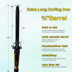 abp 3/4 Inch Extra Long Barrel Curling Iron with Clamp Instant Heat to 450F | Ceramic Coating with LCD Display, 0.75 Inch Hair Style Tools for Short/Medium Hair, Designed for Women & Girls