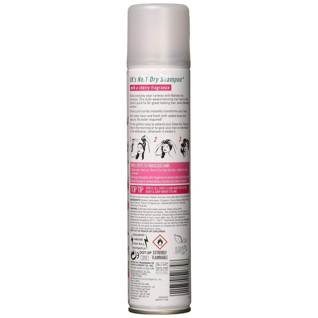Batiste Shampoo Dry Cherry 6.73 Ounce (200ml) (6 Pack)