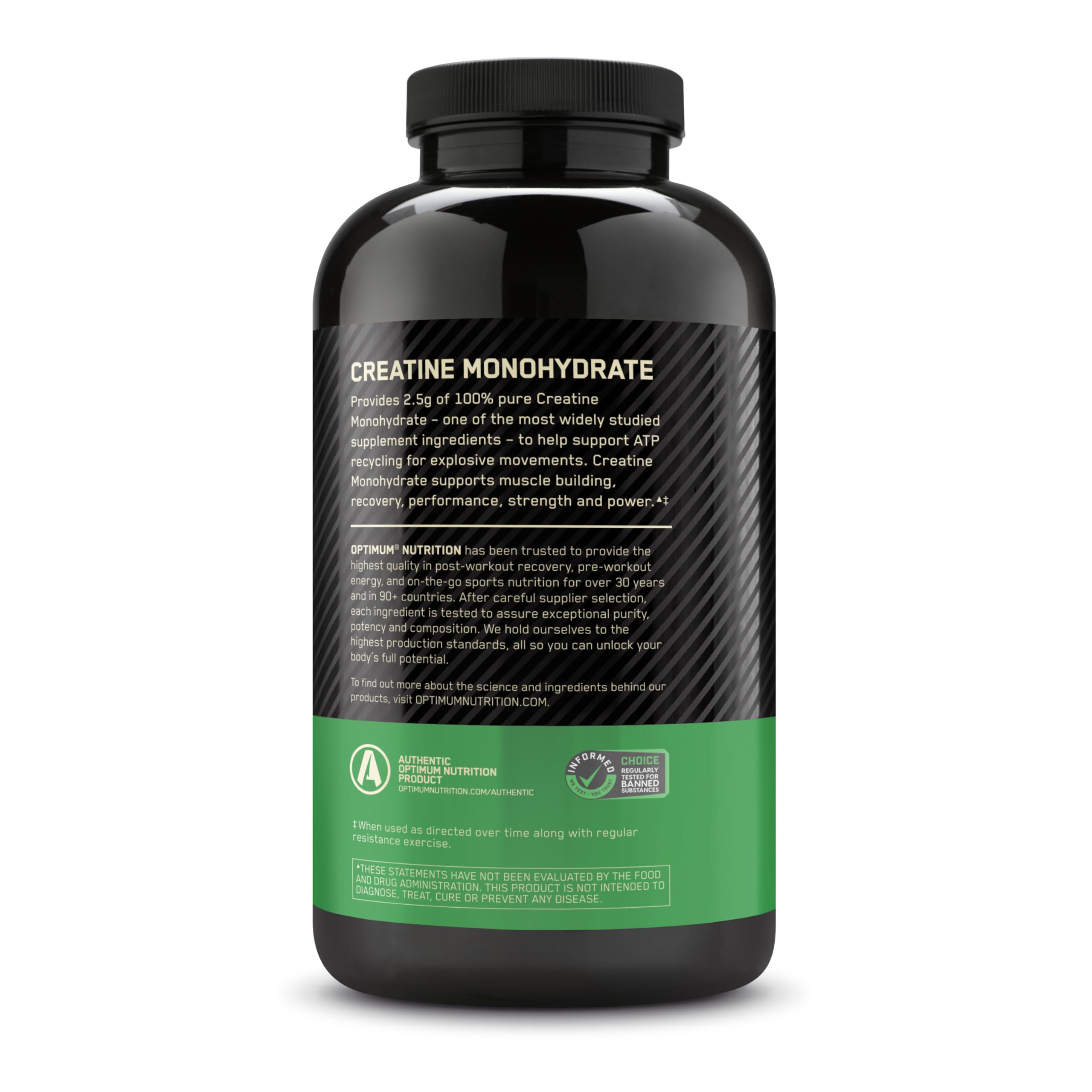 Optimum Nutrition Creatine, Micronized Creatine Monohydrate Capsules, Supports Strength & Recovery, Banned Substance Tested, 2.5g per Serving, 150 Servings, 300 Count