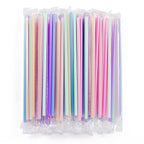 [Individually Wrapped] 100Pcs Disposable Plastic Drinking Straws - 8.26" Long and 0.24 Diameter Colorful Cute Straws for Juice,Coffee,Milk,Cocktail, Bachelorette/Birthday Party, Bridal/Baby Shower