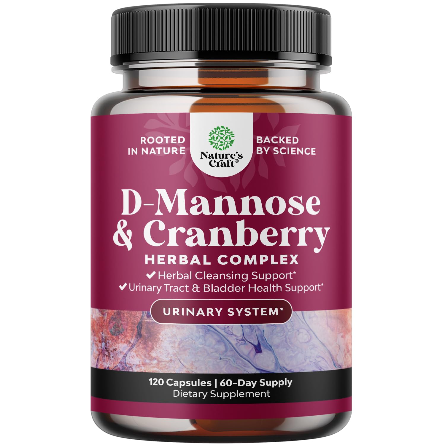 D Mannose with Cranberry Supplement - D Mannose 1000mg per Serving Capsules for Kidney Defense Support & Cleanse and Urinary Tract Health for Women & Men - Adults Bladder Health Supplement - 240 Count
