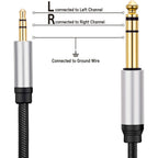 Buy now 3.5 mm to 6.35 mm Audio Cable 10Ft, Gold-Plated Terminal Silver Color Zinc Alloy Housing 3.5mm 1/8" Male TRS to 6.35mm 1/4" Male TRS Nylon Braided Stereo Audio Cable for CellPhone, Amplifiers(10Ft/3M) at indiglob india