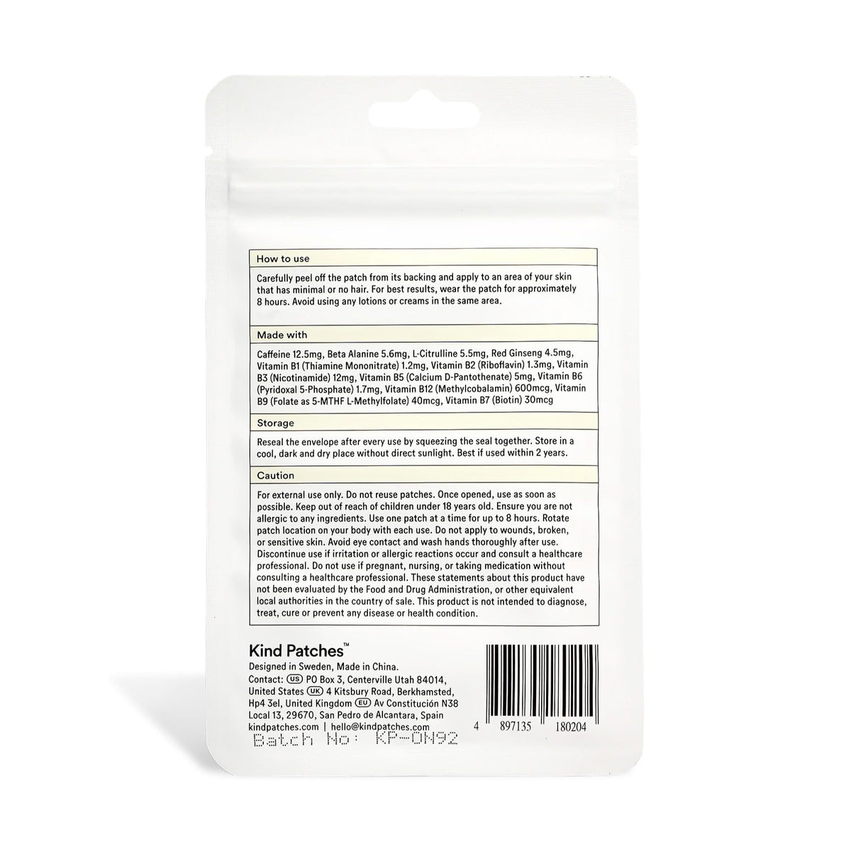 Kind Patches Energy Patches Extra Strong - Red Ginseng, L-Citrulline, and Guarana Extract - Vegan, Latex Free - 14 Count