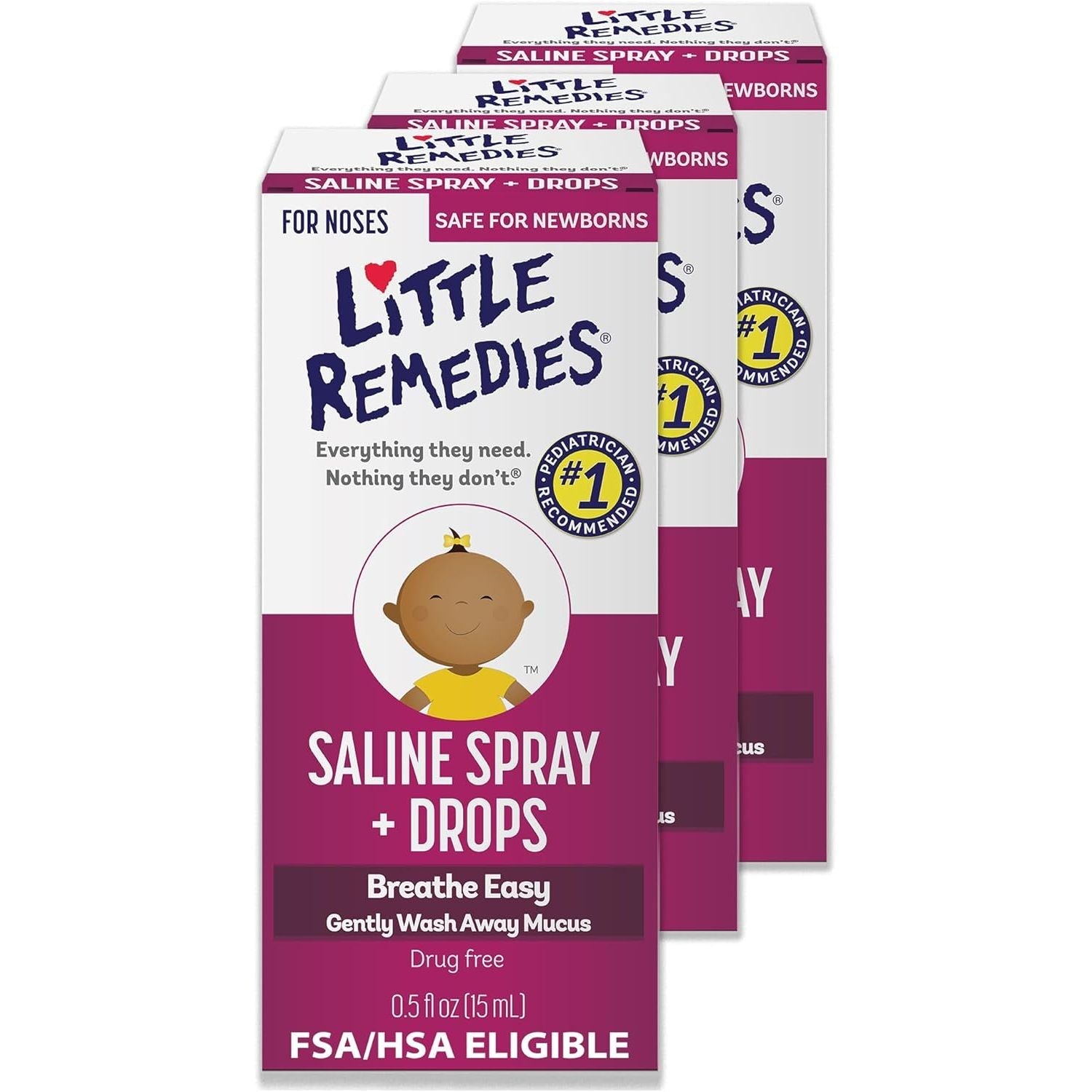 Buy now Little Remedies Saline Spray and Drops, Safe for Newborns, 0.5 fl oz 0.5 Fl Oz (Pack of 3) Saline Spray Drops at indiglob india