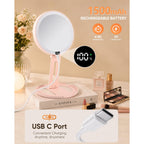 Foldable Travel Makeup Mirror with Lights 20X/1X Magnifying Mirror