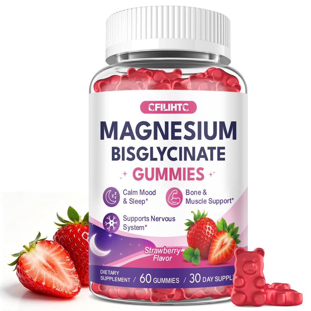 Magnesium Bisglycinate Gummies 400mg High Absorption Magnesium Bisglycinate Chelate, Supports Sleep, Relaxation, Muscle & Nerve Health,Sugar Free Strawberry Flavor 60 Gummies