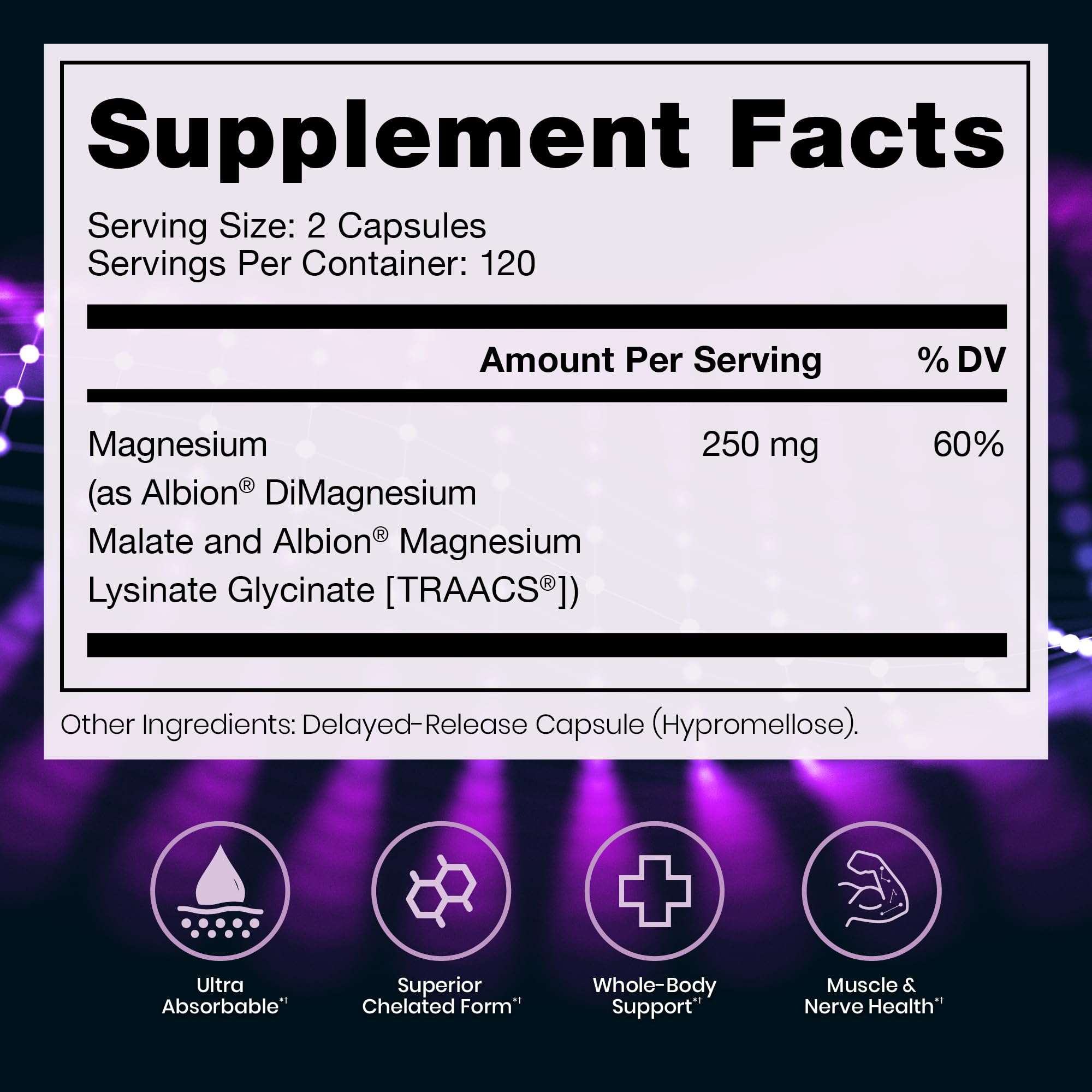 Optimum Magnesium, Energy & Sleep Support, 240 Capsules | Supports Bone Health, Chelated for Maximum Absorption, Glycinate Lysinate & Di-Magnesium Malate, Made in USA, 120 Servings