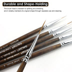 Rigger Brush Watercolor Set, 6 Long Liner Brushes for Acrylic Painting