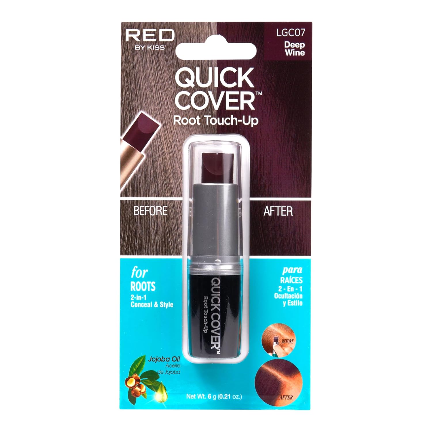 Buy now RED by Kiss Quick Cover Root Touch Up Stick, Water-Resistant Temporary Gray Hair Concealer with Brush for Roots and Beard, Long-Lasting Coverage, Easy Application (2 Pack, Dark Brown) 1 Pack, Deep Wine at indiglob india