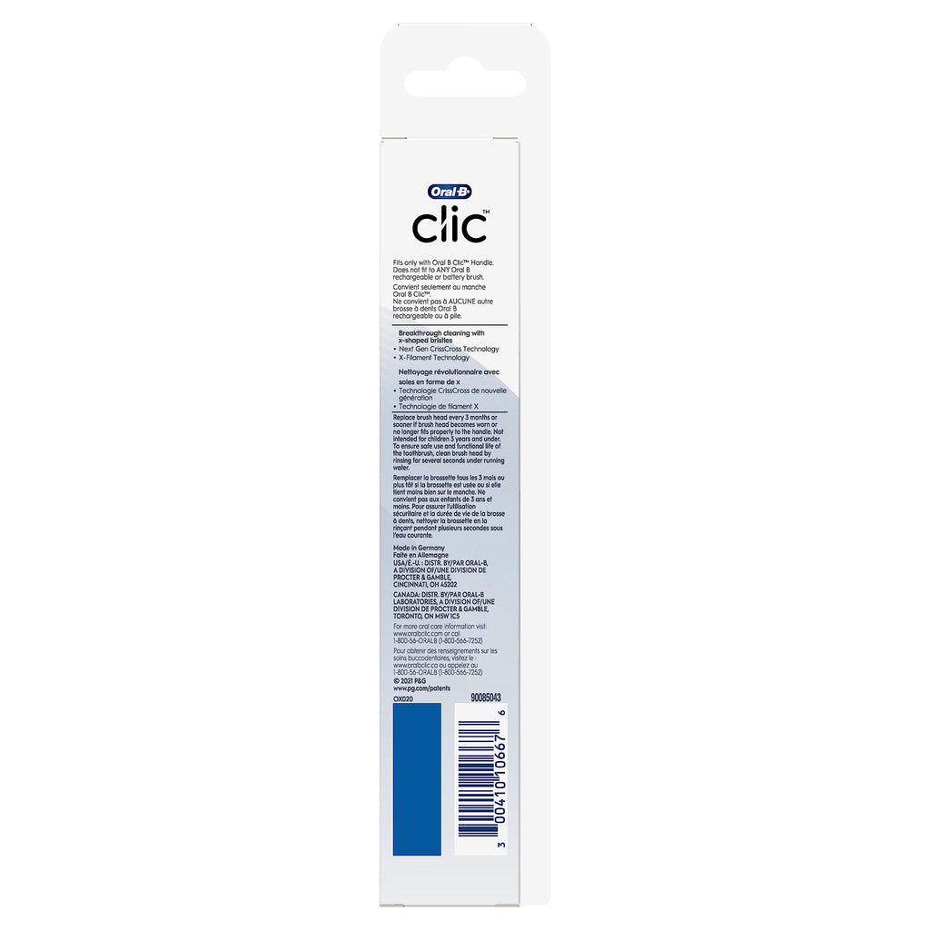 Buy now Oral-B Clic Toothbrush replacement heads, 2 count toothbrushes, white refill brush heads at indiglob india