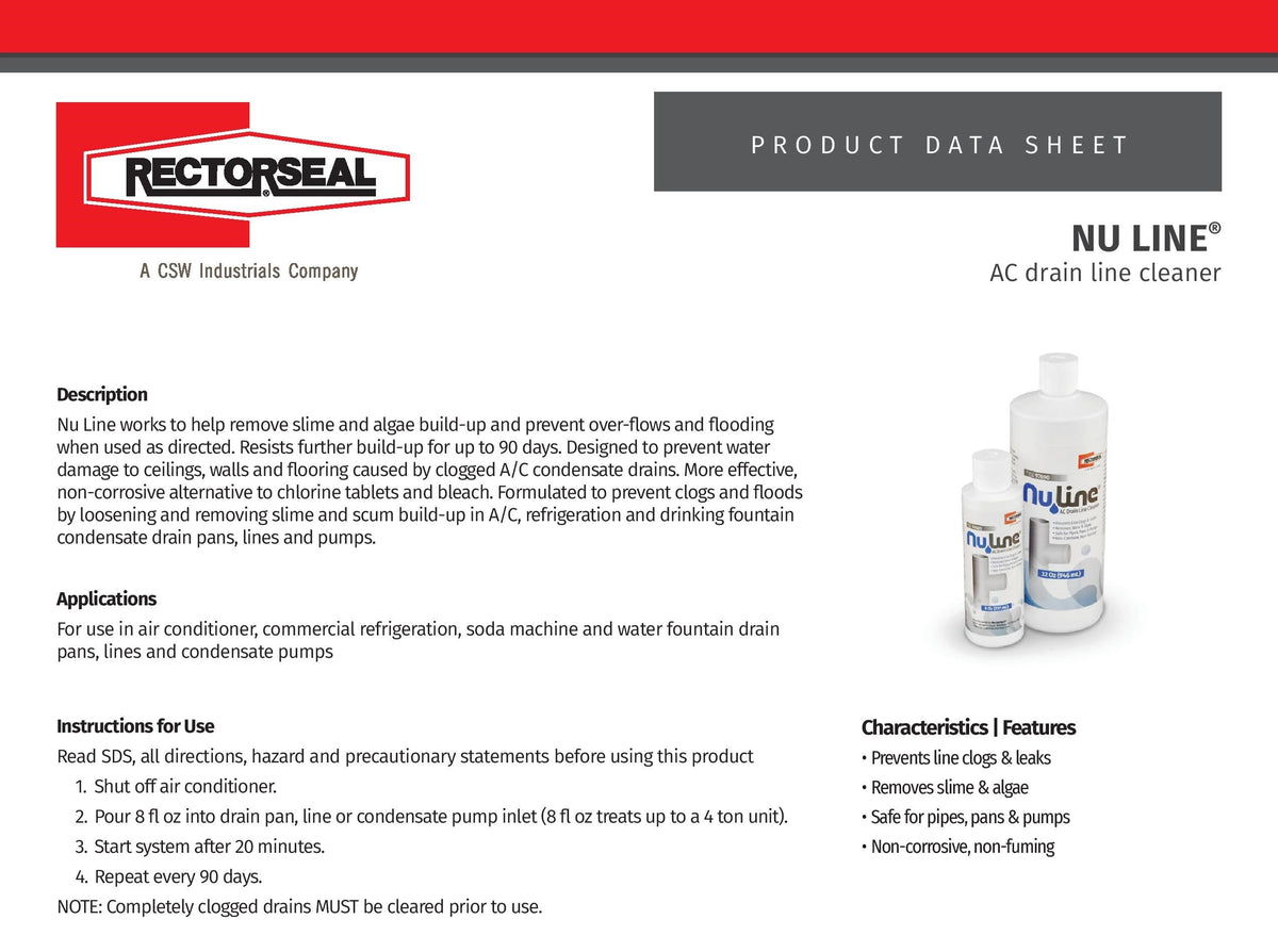 Liphontcta (4)-Pack NuLine HVAC Condensate Nu-Line Drain Cleaner, 8 Ounce