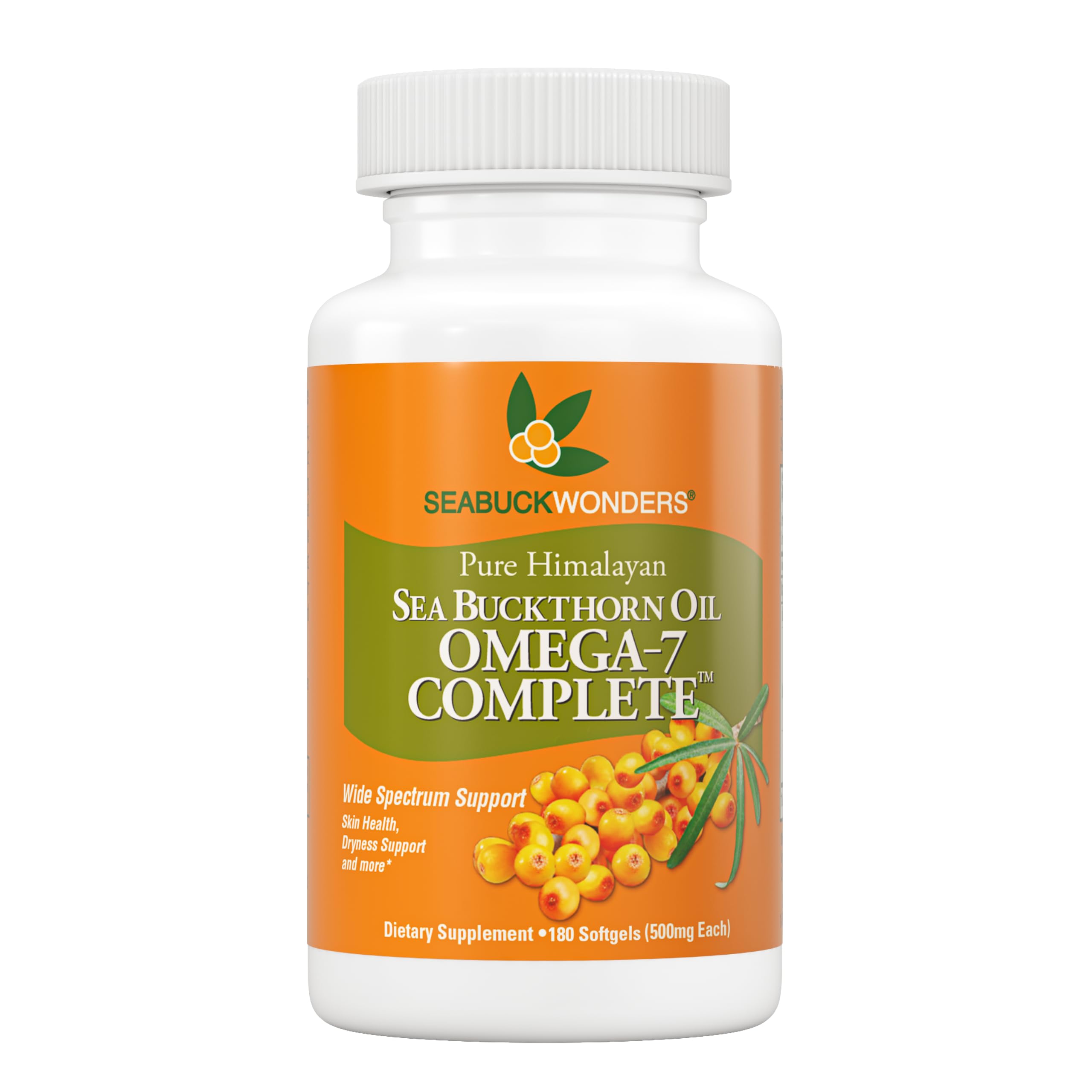 SeabuckWonders Organic Sea Buckthorn Oil Omega-7 Complete, 30 Softgels | 15 Day Supply, with Omega 3, 6 & 9, Supports Hair, Skin & Nails, 100% Pure with Zero Filler Oil