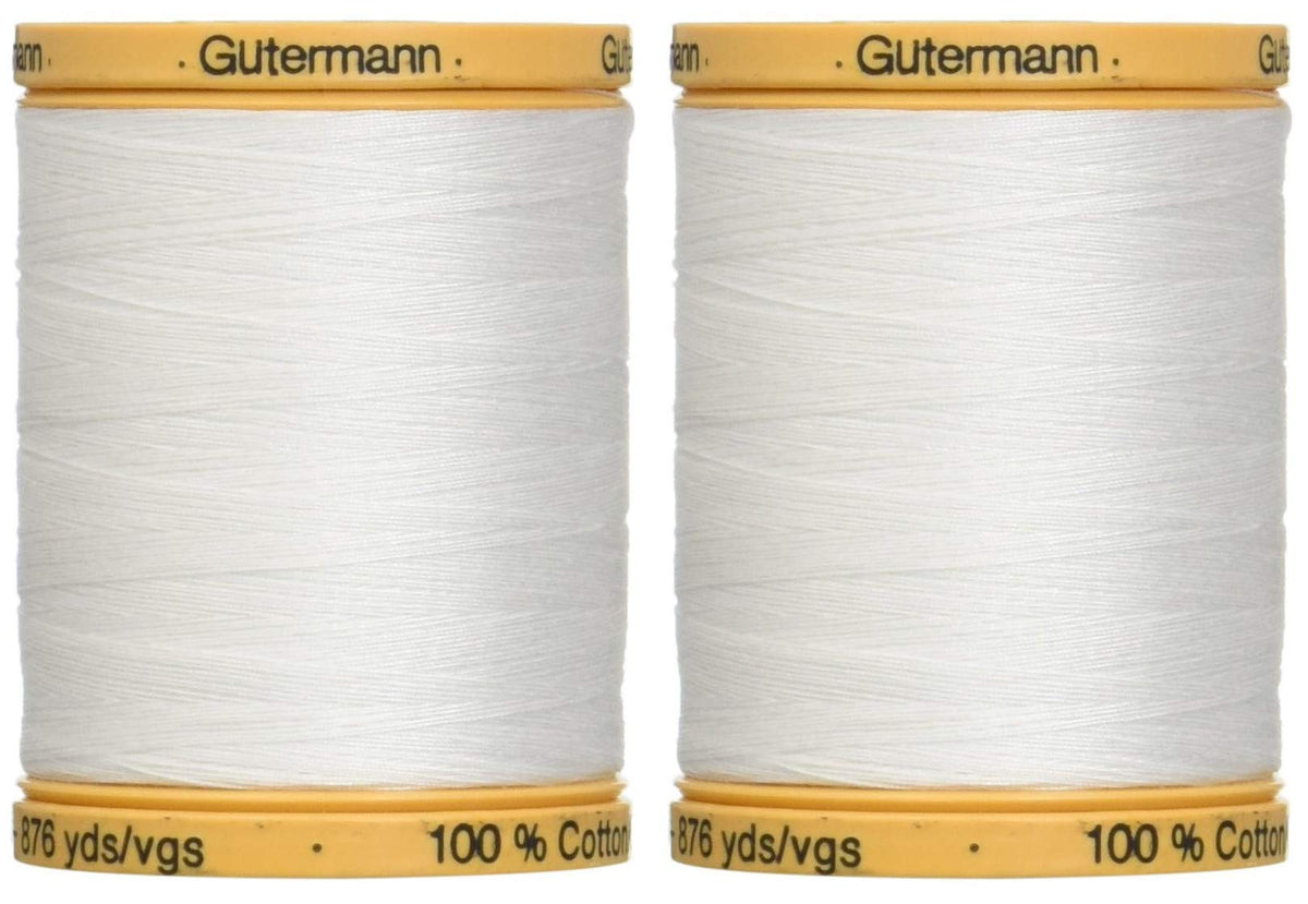 2-Pack - Gutermann Natural Cotton Thread Solids 876 Yards Each - White (800C 5709)