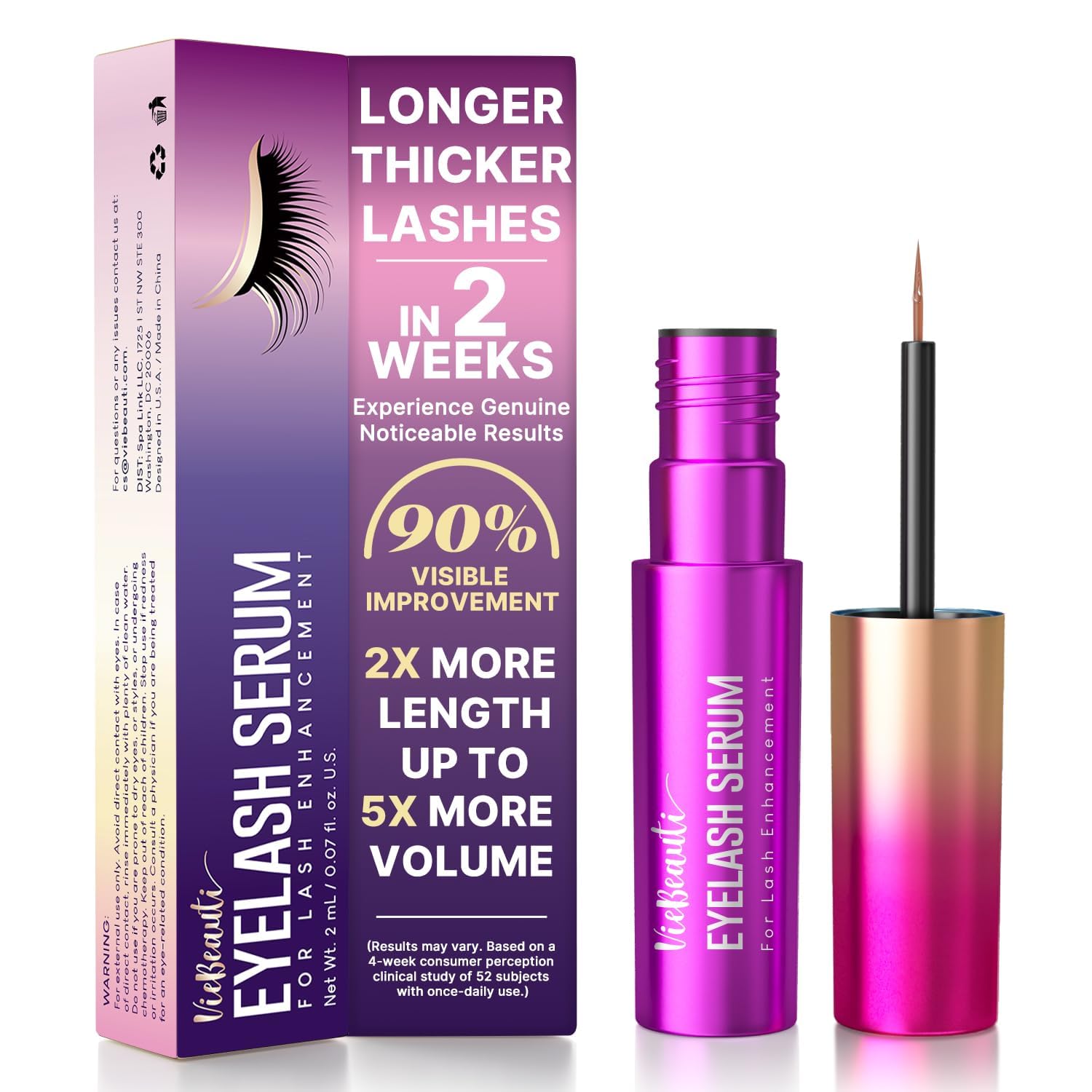 VieBeauti EyeLash Growth Serum for Longer Fuller Thicker Looking Lashes 5 mL