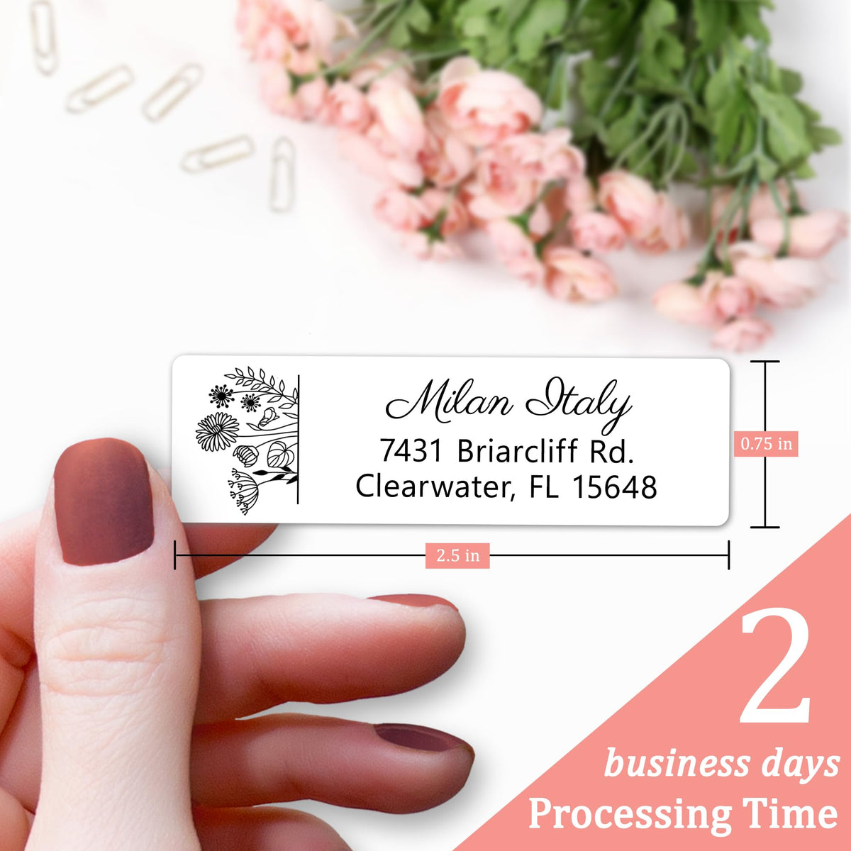 Personalized Return Address Labels - Custom Address Labels & Address Stickers for Envelopes - High Gloss Self-Adhesive Mailing Labels on Sheets (50-1000)