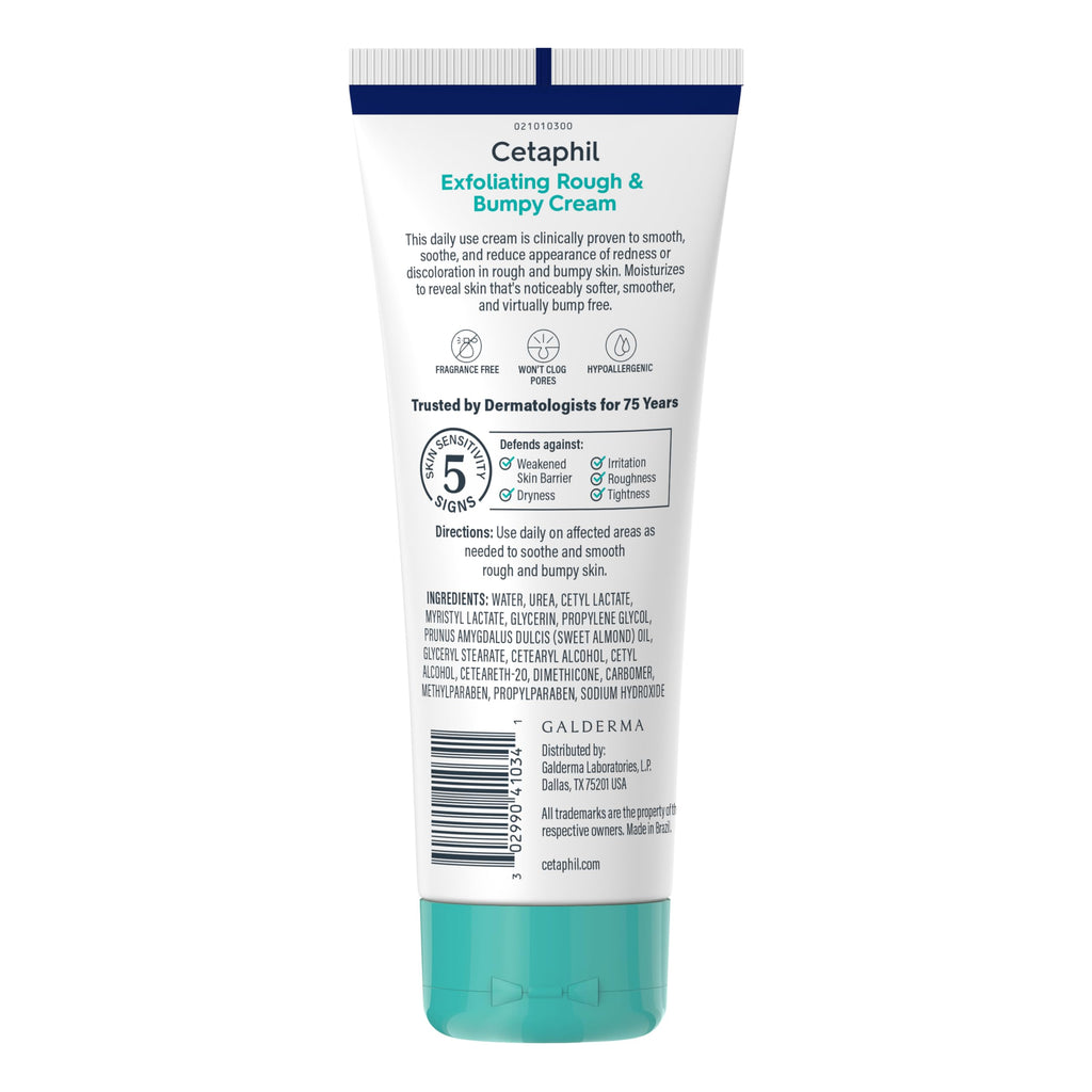 Cetaphil Rough & Bumpy Cream, 20% Urea, Gently Exfoliates, 8 oz | Exfoliating Body Cream For Chicken Skin, KP, Rough Bumpy Skin, Refines Texture, Dermatologist Recommended, 8 Oz Tube