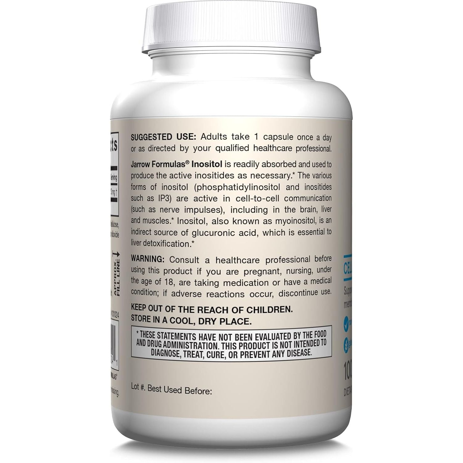 Buy now Jarrow FormulasÂ® Inositol 750 mg, Dietary Supplement, Liver Support for Cellular Health and General Wellness, 100 Veggie Capsules, Up to a 100 Day Supply at indiglob india