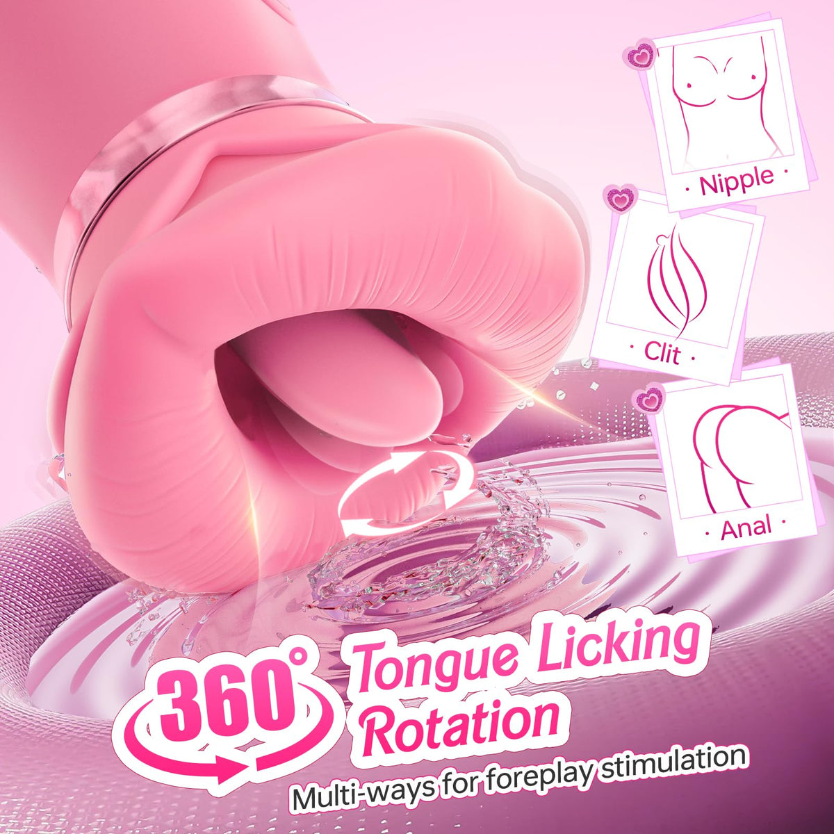 Vibrator Adult Sex Toys for Women - Sovokn 5IN1 Mouth Rose Sex Toy Vibrators, 10 Tongue Licking, 3 Auto & 1 Manual Sucking Vibrator Adult Toys New APP, Anal Clit Nipple Female Couples Sex Toys, Pink