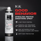 IGK Good Behavior Spirulina Protein Smoothing Spray, Heat Protectant, 5.6Oz | Keratin-Like Treatment, Frizz Control, Sleek Shiny Hair Blowout, Lightweight, 450°F Protection, Vegan + Color-Safe